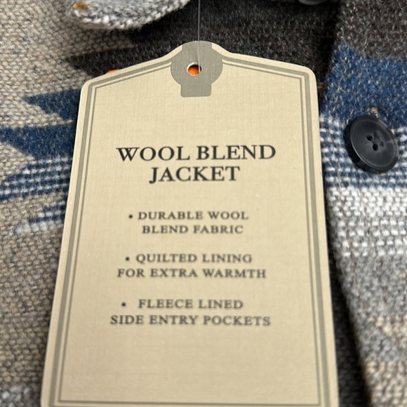 NWT Jachs Wool Blend Sherpa Lined Tan Blue Jacket Size XXL Shacket - Picture 3 of 14